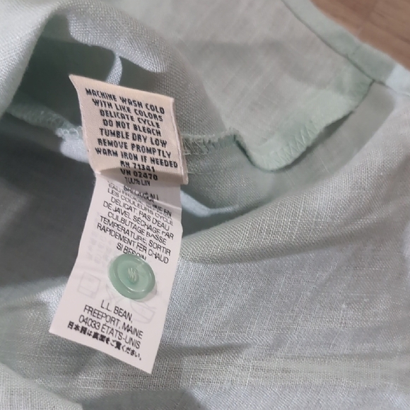 L.L. Bean Mint Green Linen Shirt - Picture 3 of 6